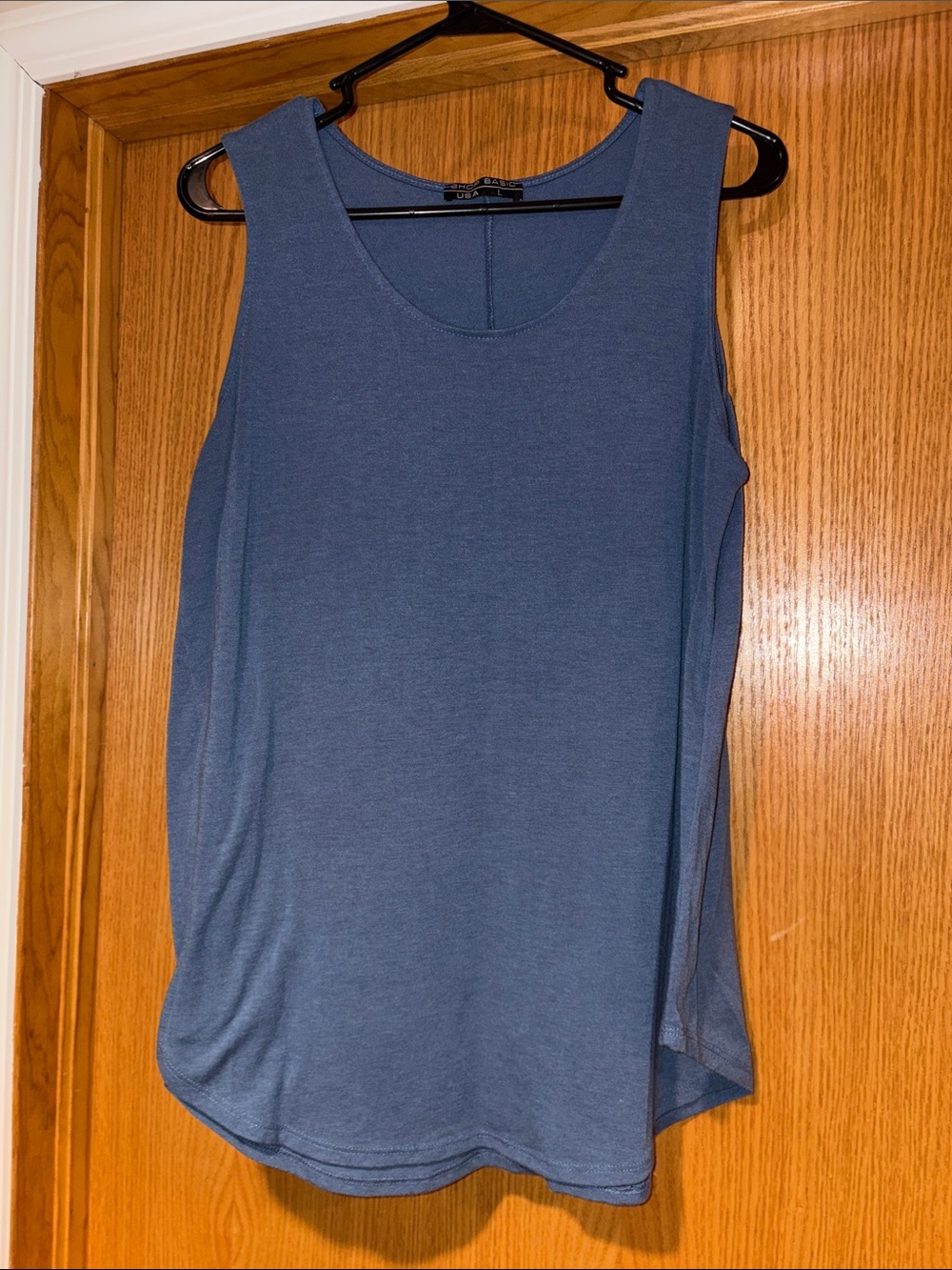 Sleeveless Scoop Neck Tank Top - Dusty Blue